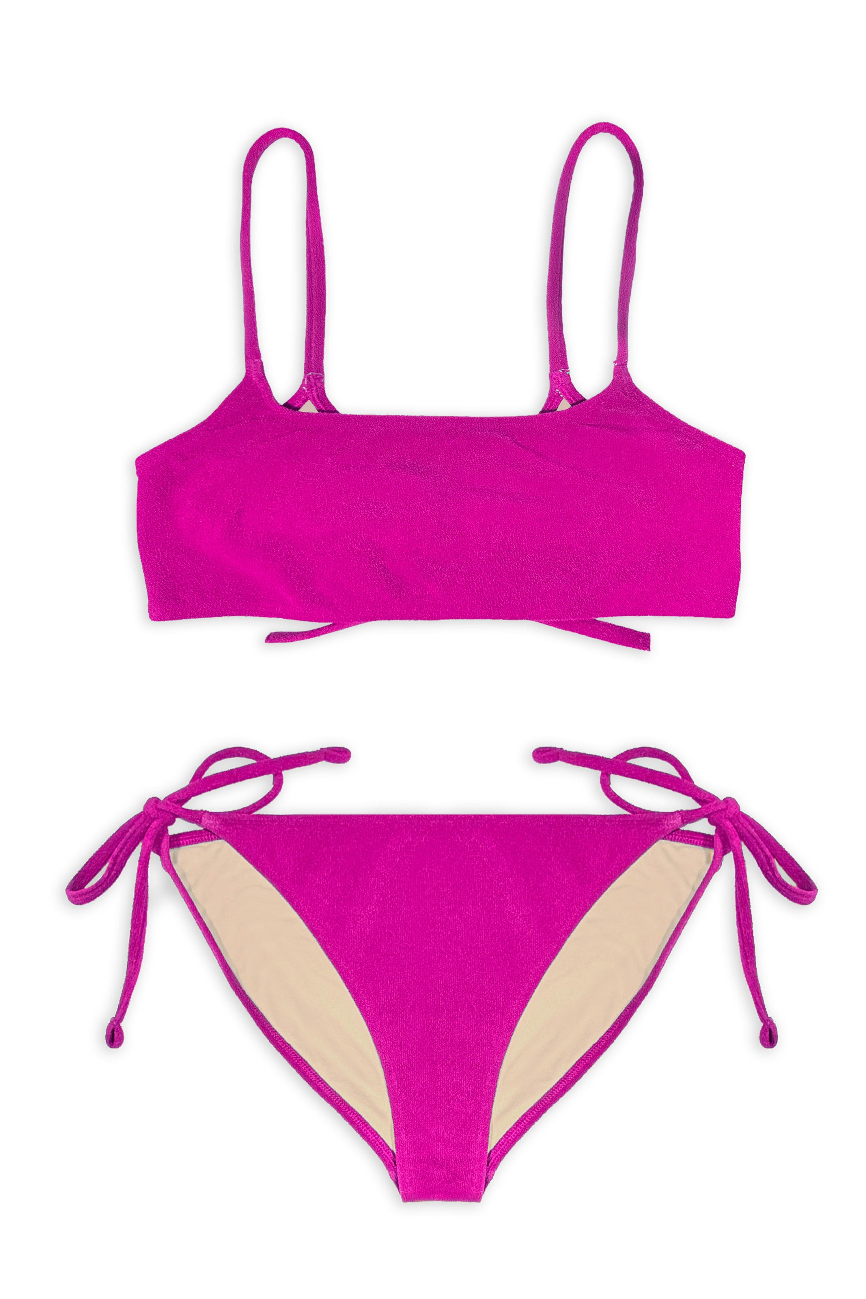 Teen Two-Piece Swimsuit, Bralette & Bikini - Terry Berry Pink