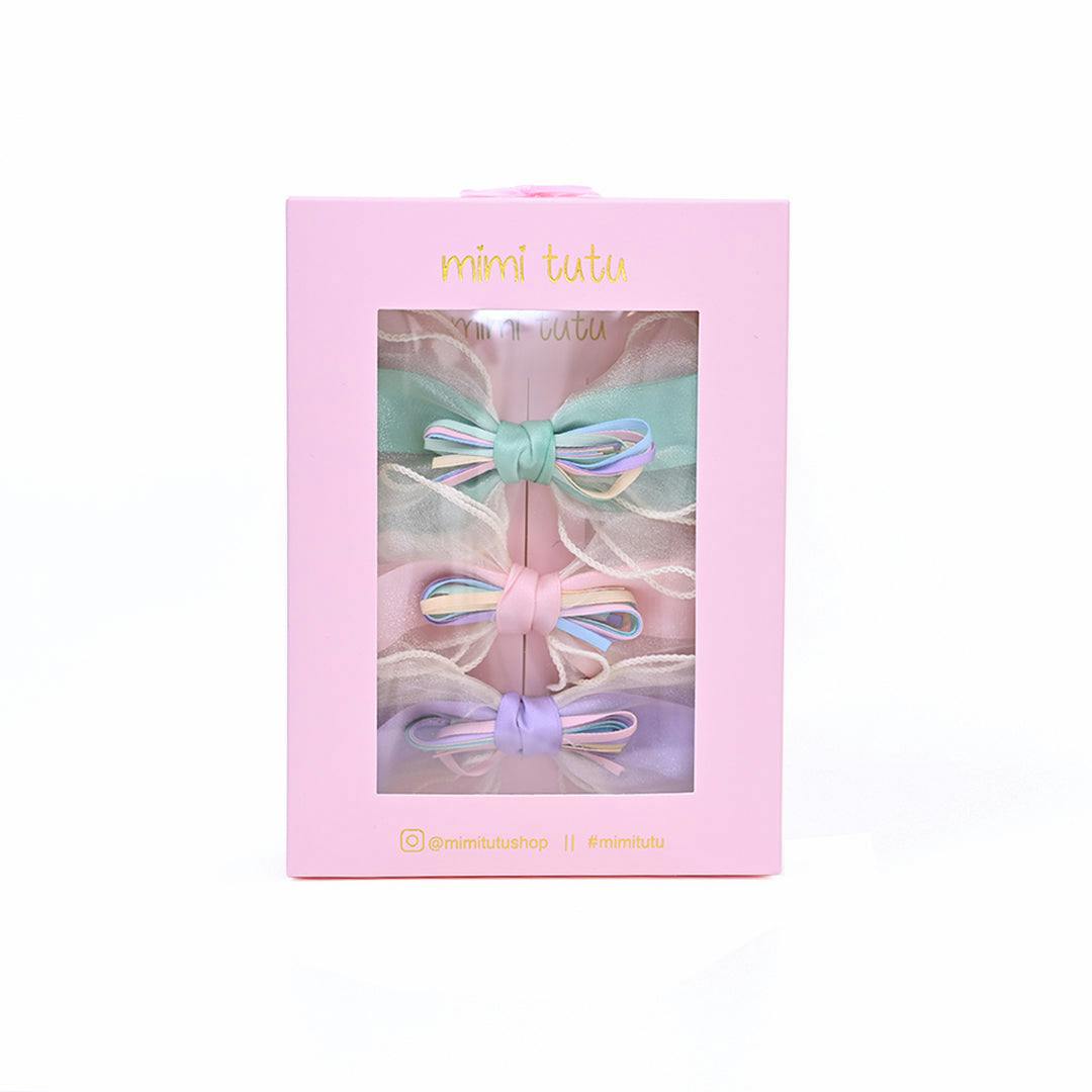 Multicolor Ribbon Bow Hairclip Set