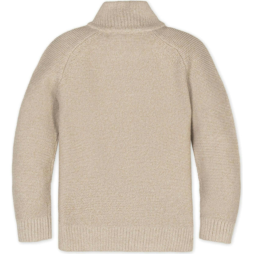 Organic Long Sleeve Full Zip Raglan Mock Neck Sweater, Beige