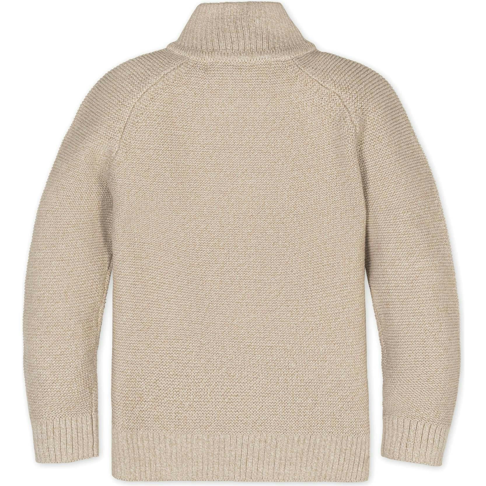 Organic Long Sleeve Full Zip Raglan Mock Neck Sweater, Beige