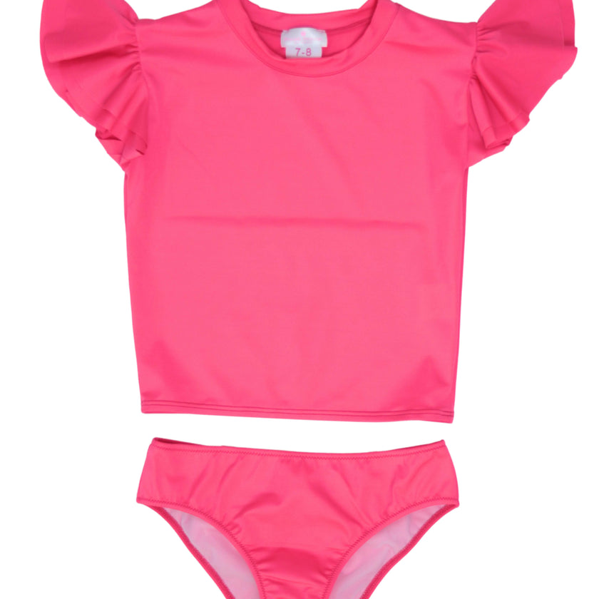 Two Piece Rash Guard With Big Bow