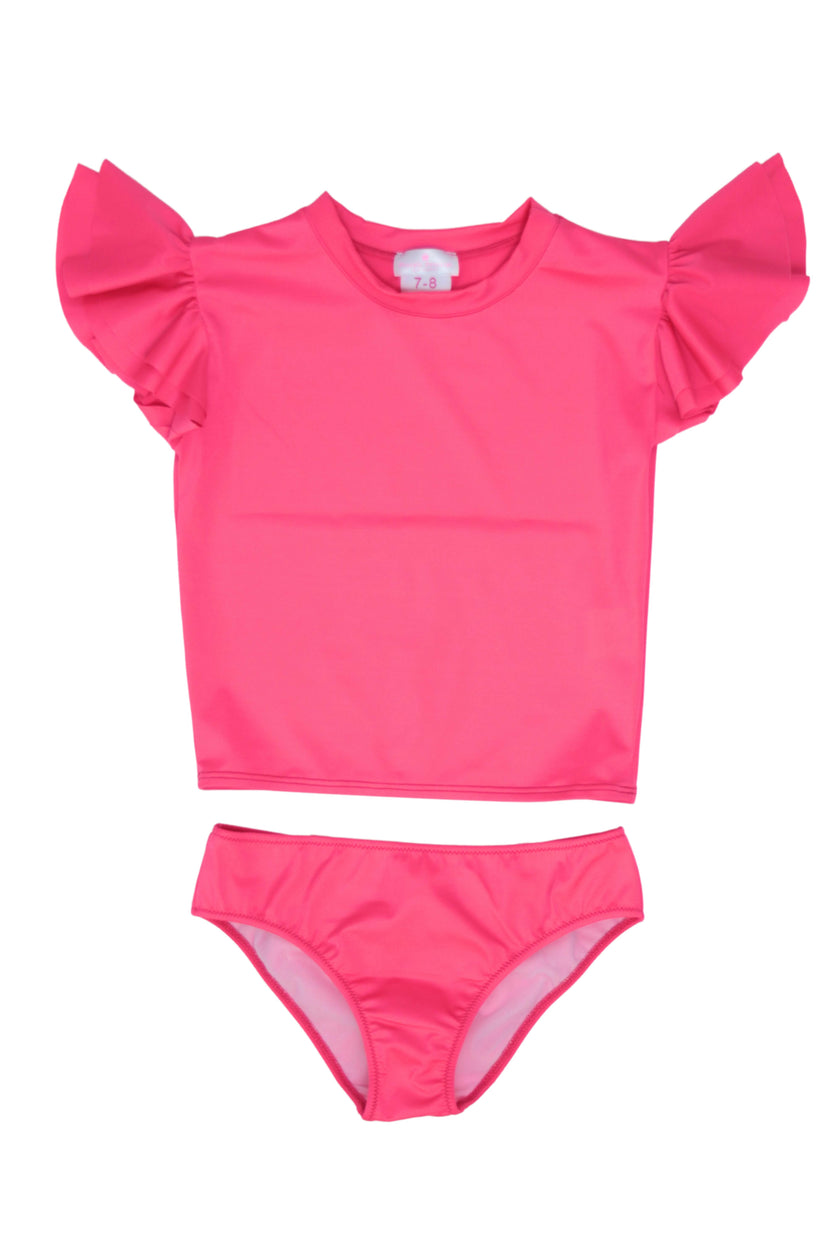 Two Piece Rash Guard With Big Bow