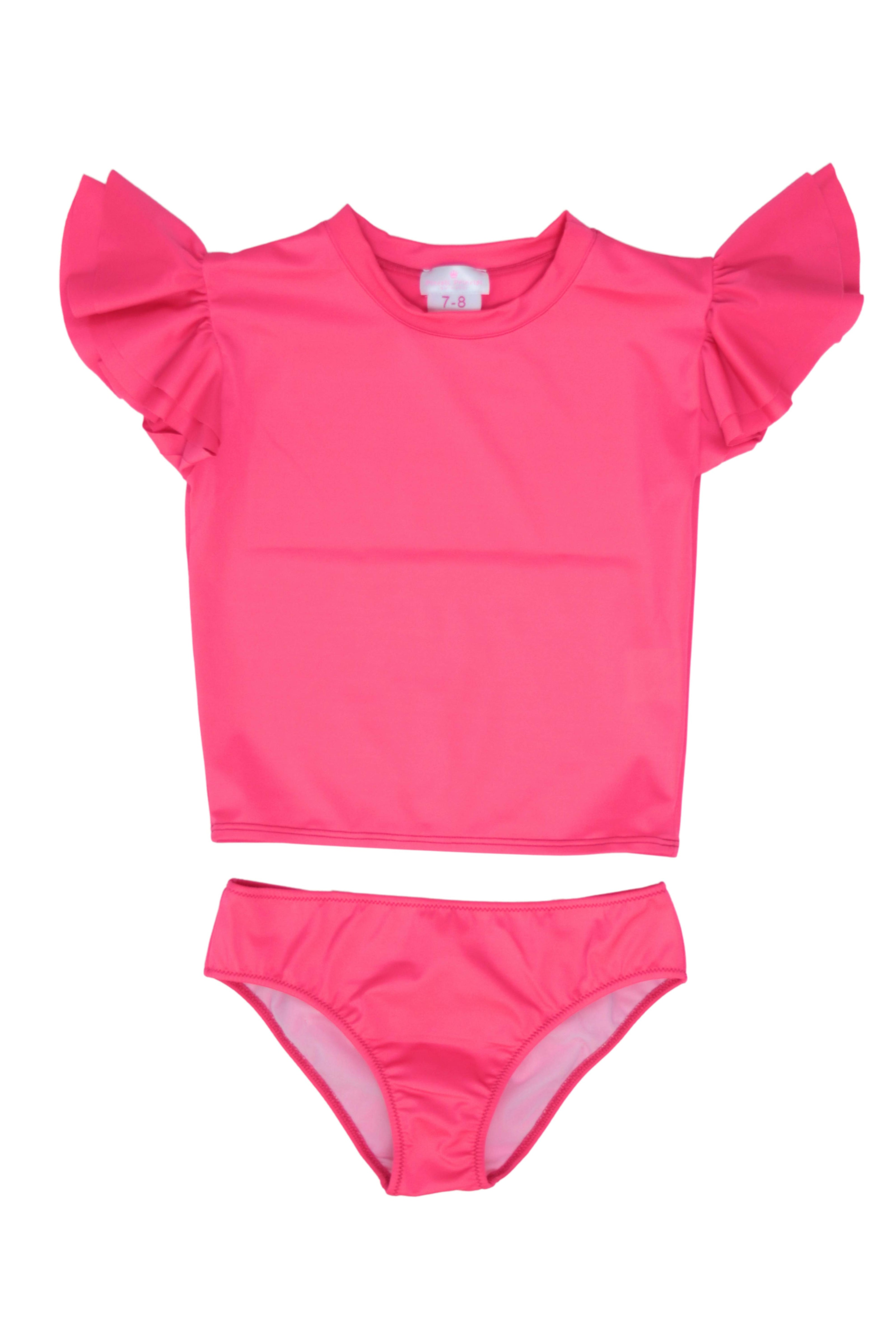 Two Piece Rash Guard With Big Bow