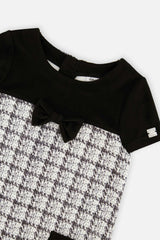 Sleeveless Knitwear A-Line Dress Black And White