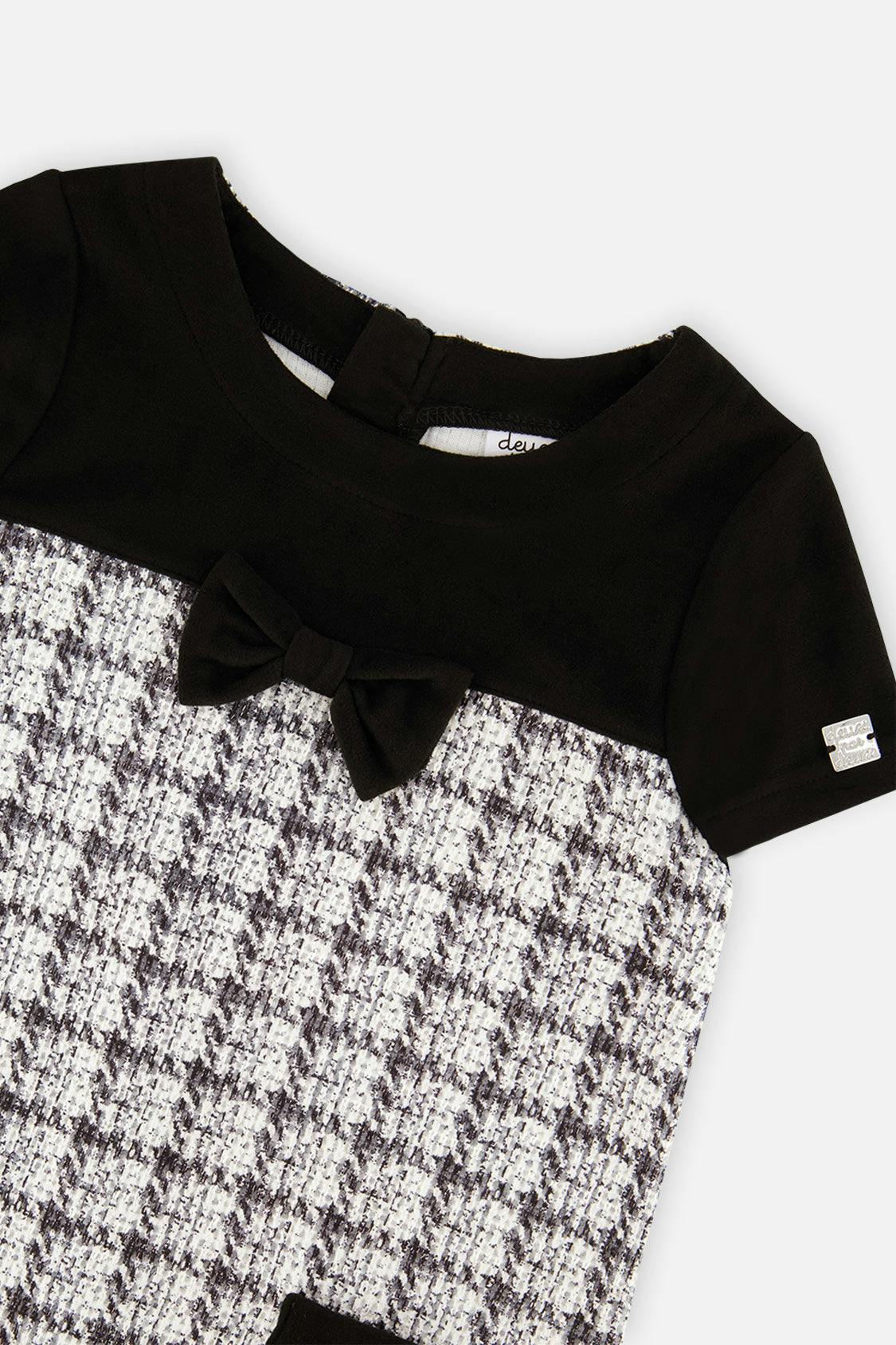 Sleeveless Knitwear A-Line Dress Black And White