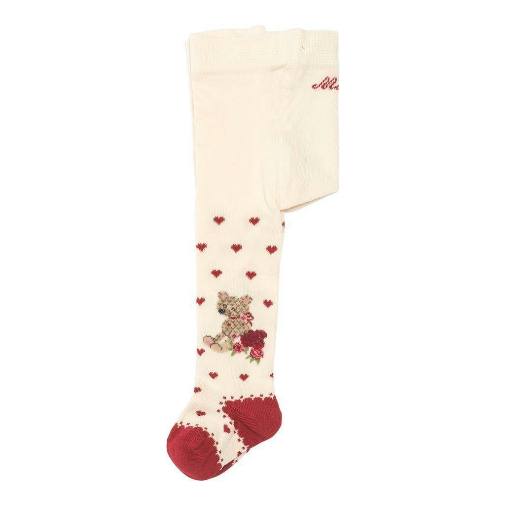 Beige Red Oresette E Cuori Tights