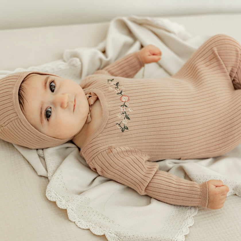 Knit Crochet Blanket Light Beige