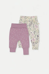 Two Pack Organic Cotton Evolutive Pants Purple Floral Print