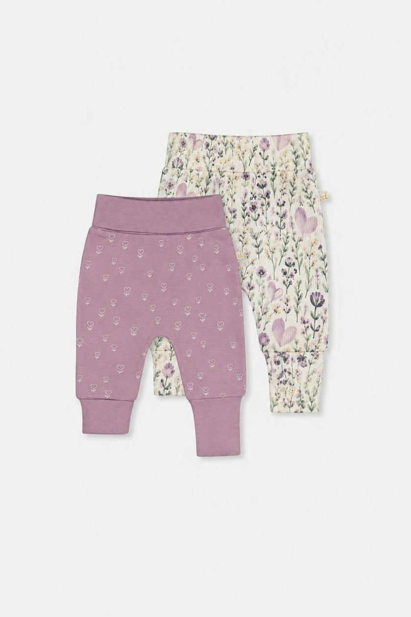 Two Pack Organic Cotton Evolutive Pants Purple Floral Print