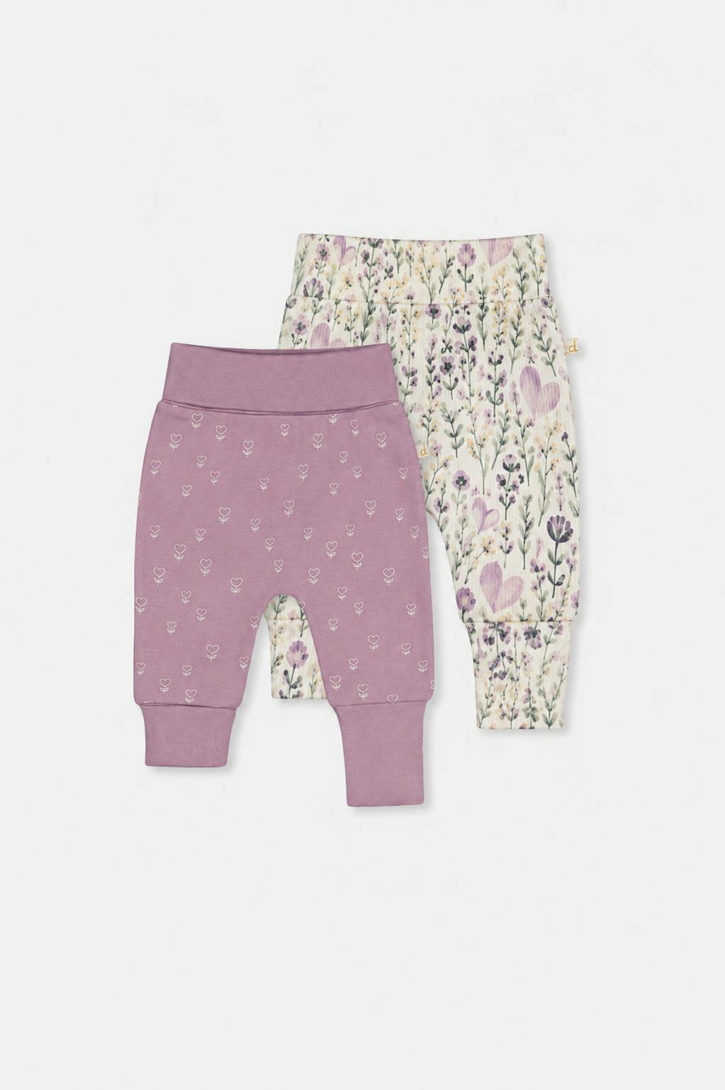 Two Pack Organic Cotton Evolutive Pants Purple Floral Print