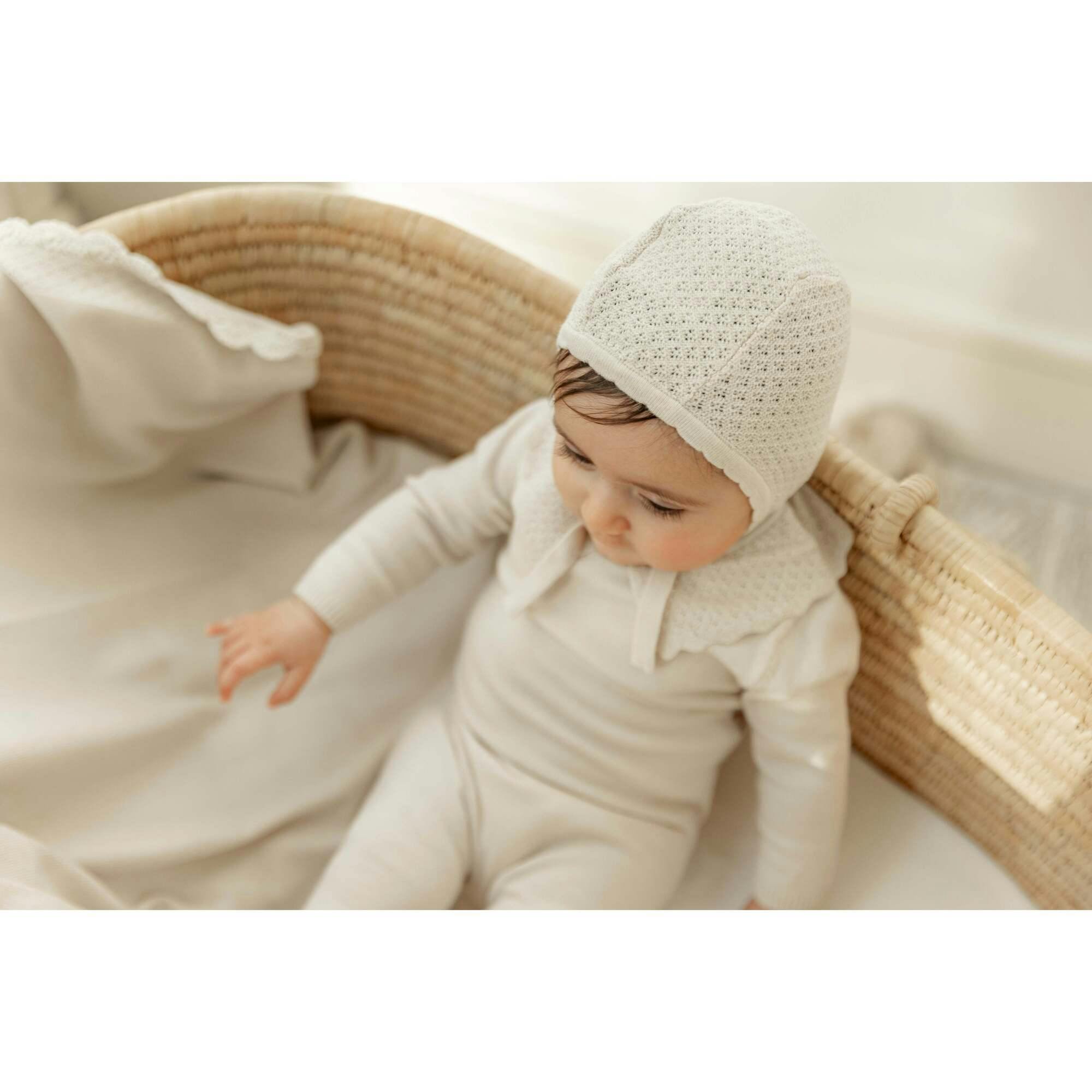 Knit Crochet Blanket Light Beige