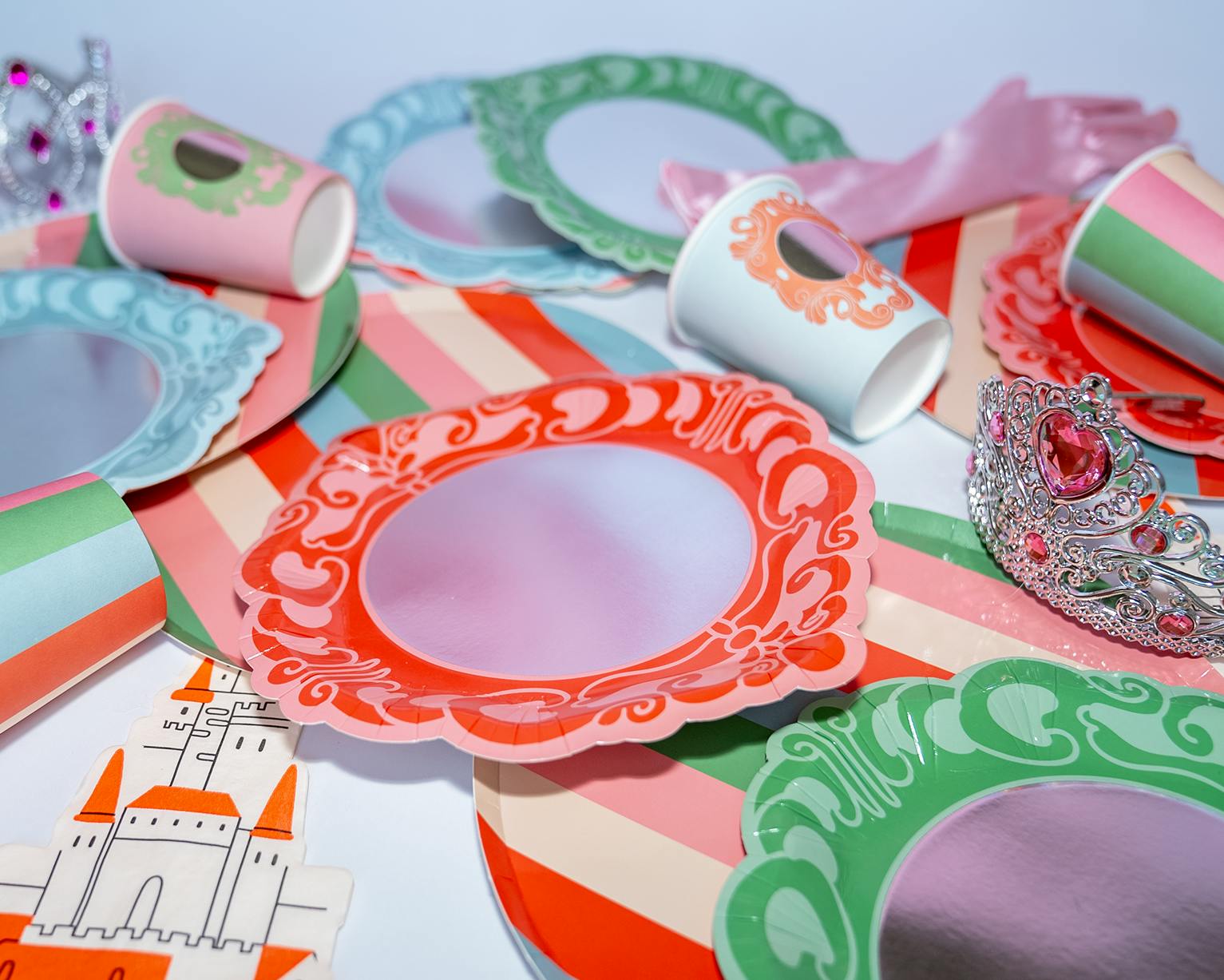 Princess Party Cups - Stripes and Mirrors (x12)