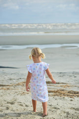 Printed Angel Sleeve Dress - Sea Shells