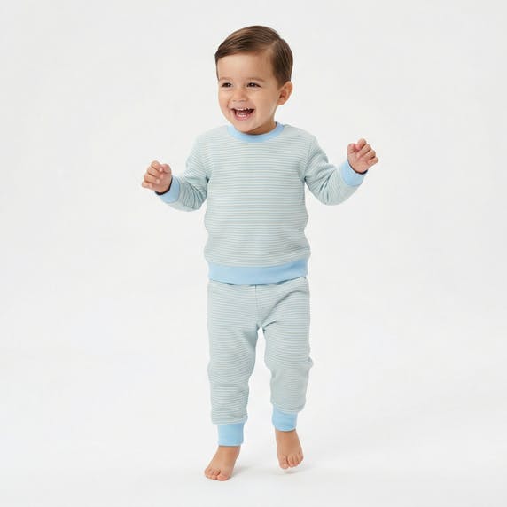 Seaside Stripe Little Lounger Bamboo Sweatsuit