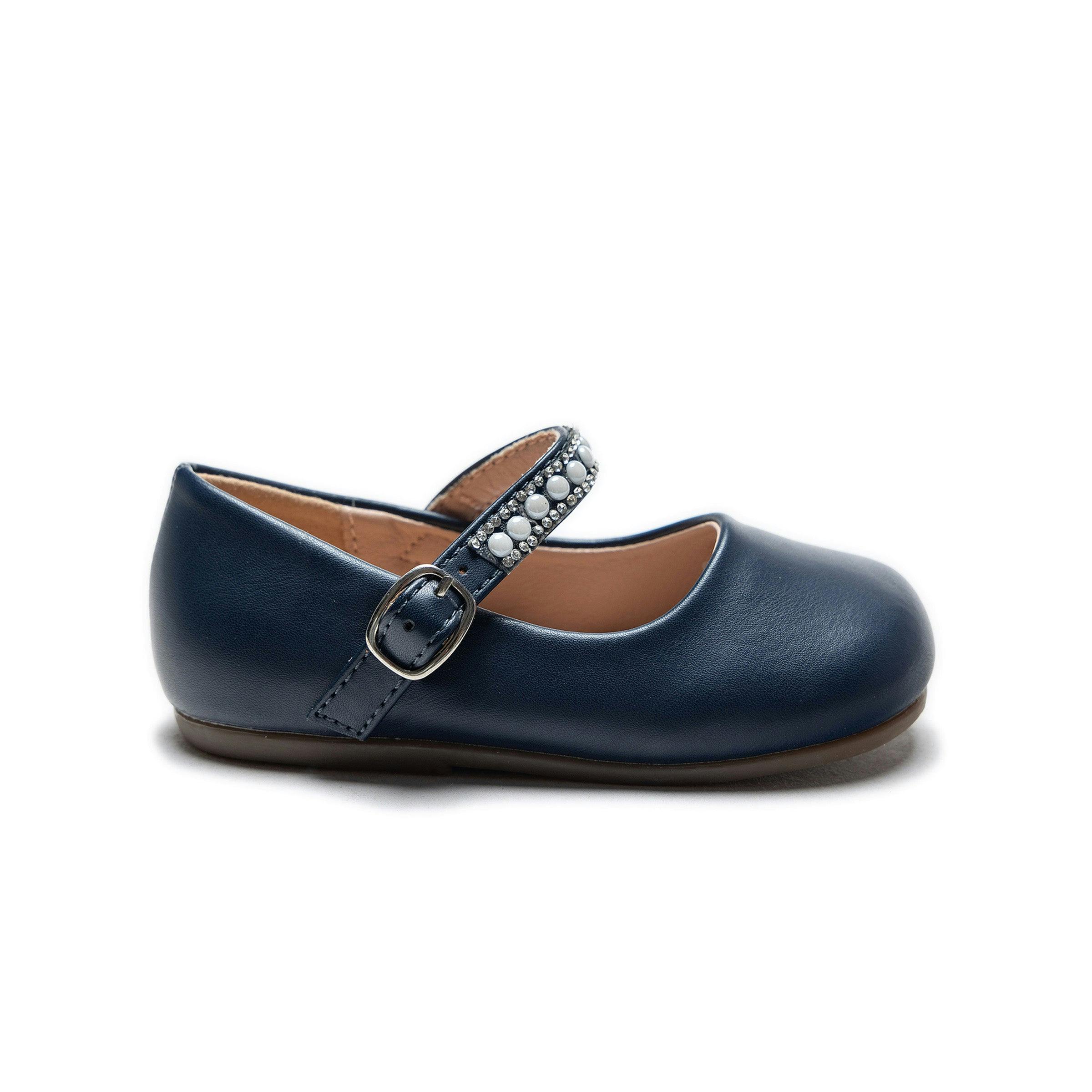Navy Margot Pearl Band Flats