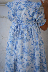 Aoki Blue Toile Dress | Short Sleeve
