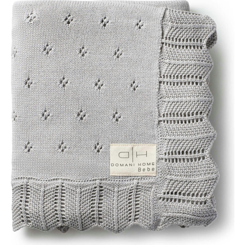 Scalloped Pointelle Blanket - Nimbus Cloud
