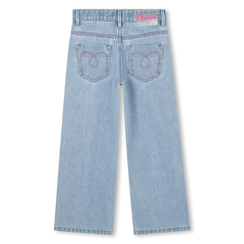 Embroidered denim pants