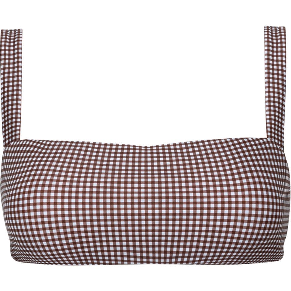 women's cocoa gingham bandeau bikini top