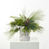Mixed Winter Greenery & Pinecone Rustic Arrangement