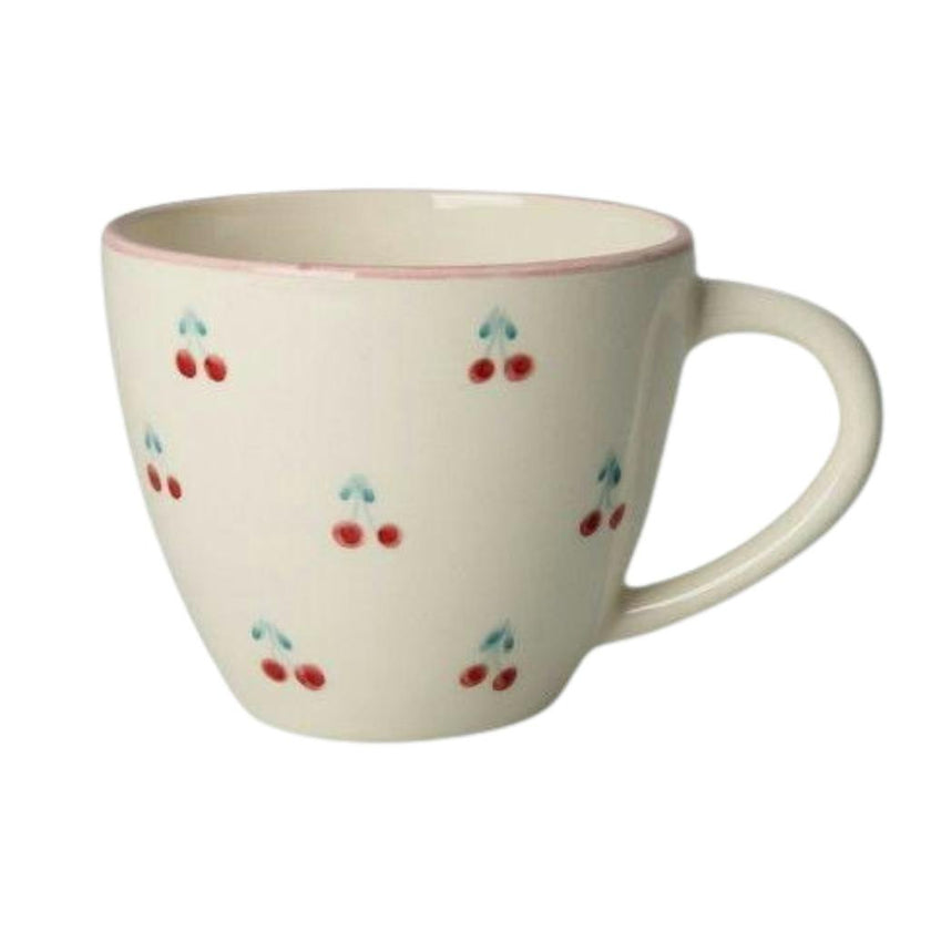 Ceramic Jumbo Cup with Hand-painted Cherries - 14.2 oz