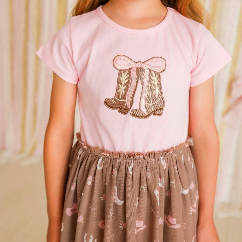 Howdy Darling Western Short Sleeve Tutu Dress