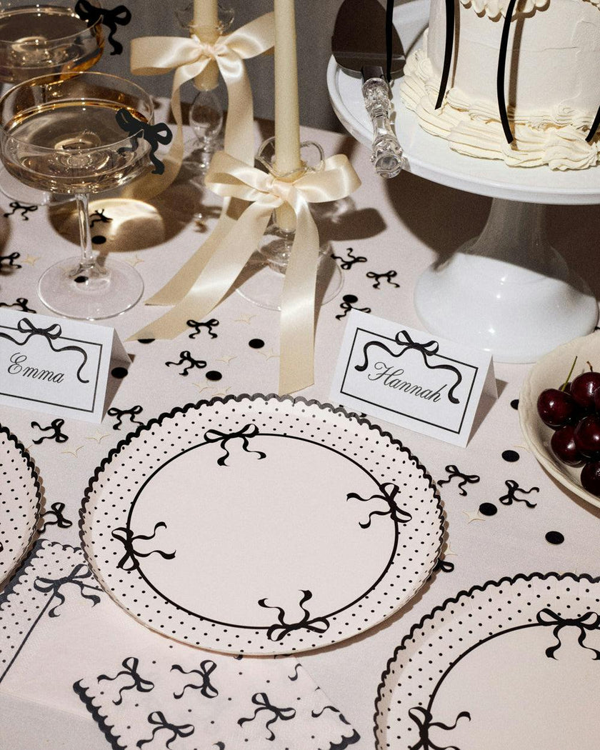 Little Black Bow Plates - 25 paper plates