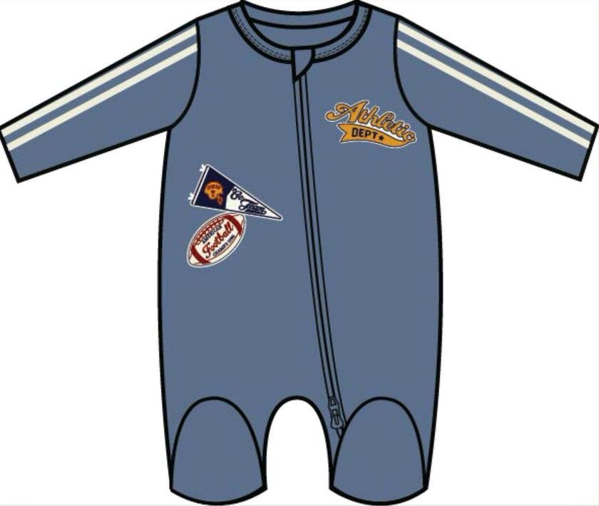 Baby Varsity Football Thermal Footie - Blue
