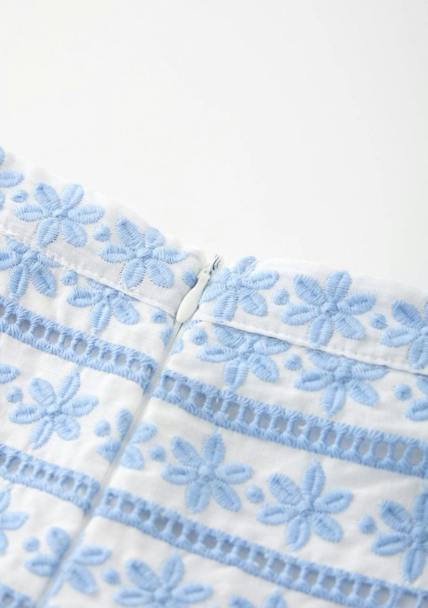 Odessa Frill Embroidered Maxi Skirt