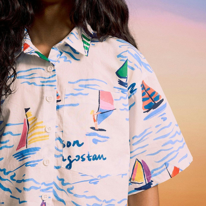 BARCOS CROPPED SHIRT WHITE