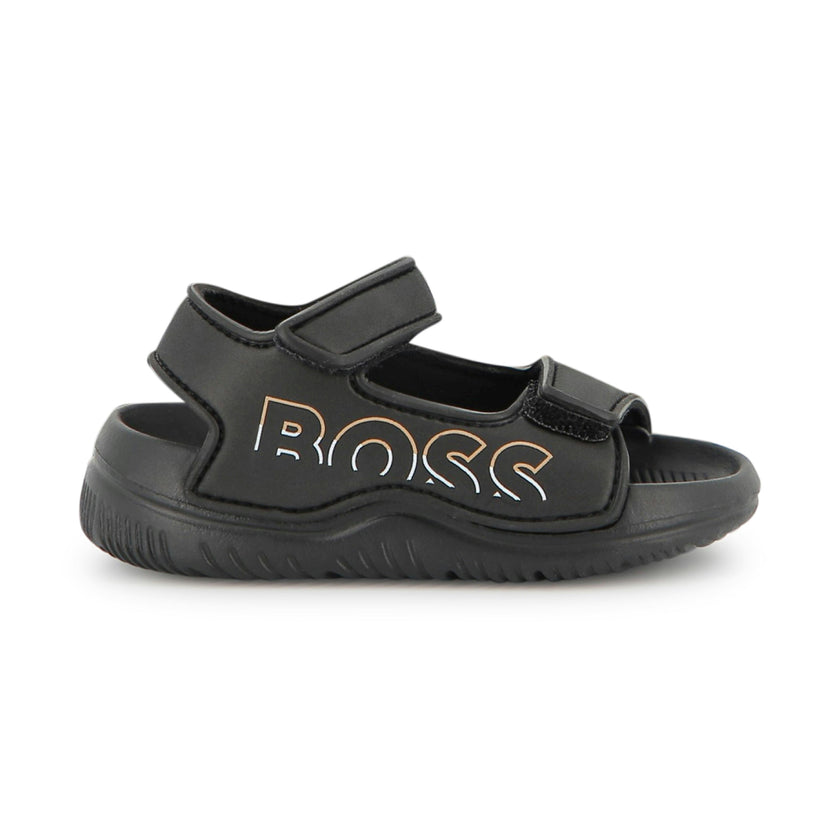Black BOSS Velcro Sandals