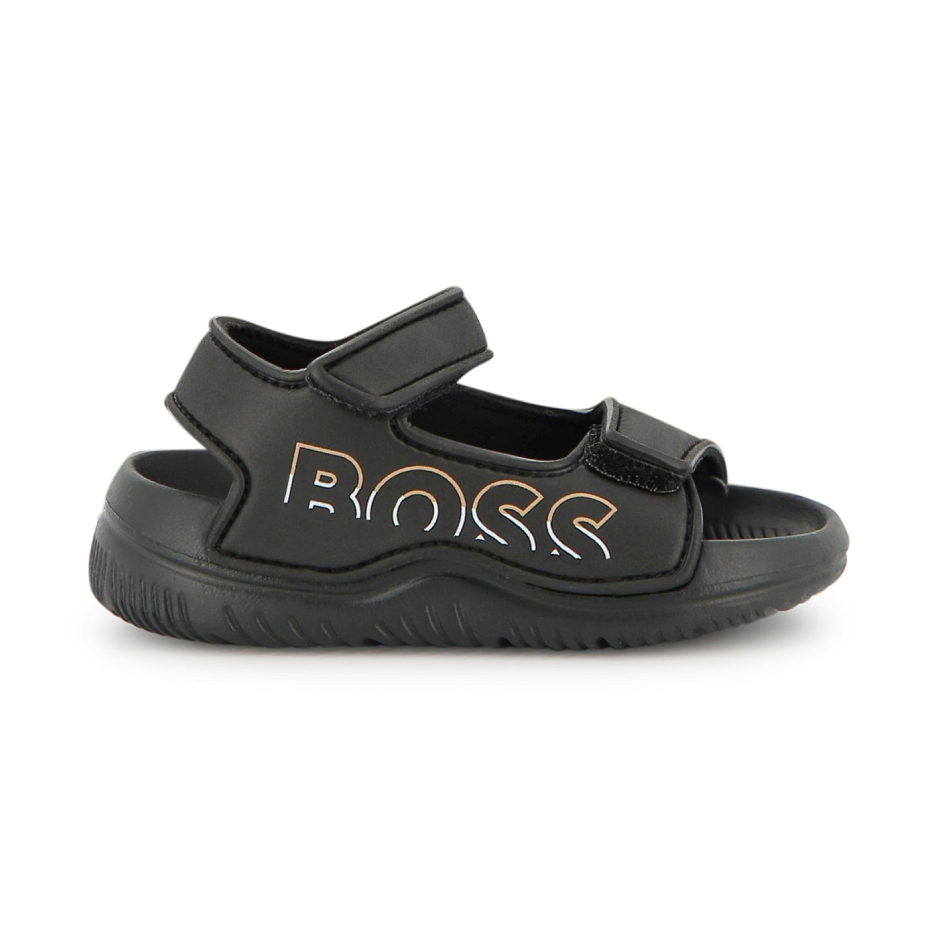 Black BOSS Velcro Sandals