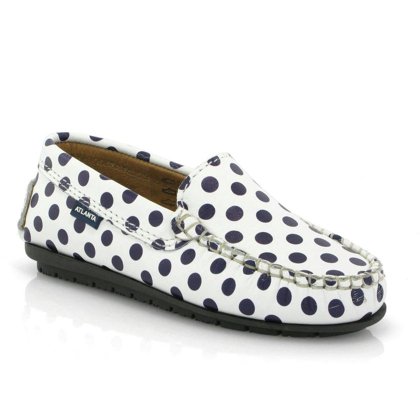 Dots Smooth Leather Walkers, White