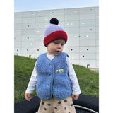 children's merino beanie - berry & red