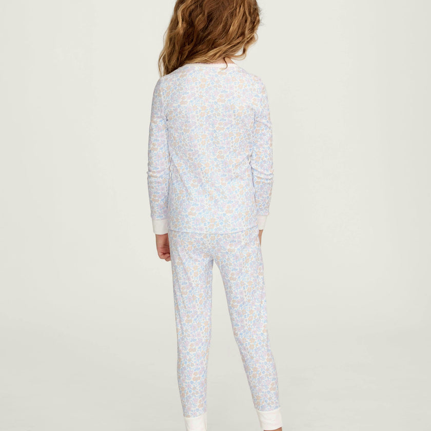 Kid's Pima Snug Fit Pajama Set in Fleur Blanche