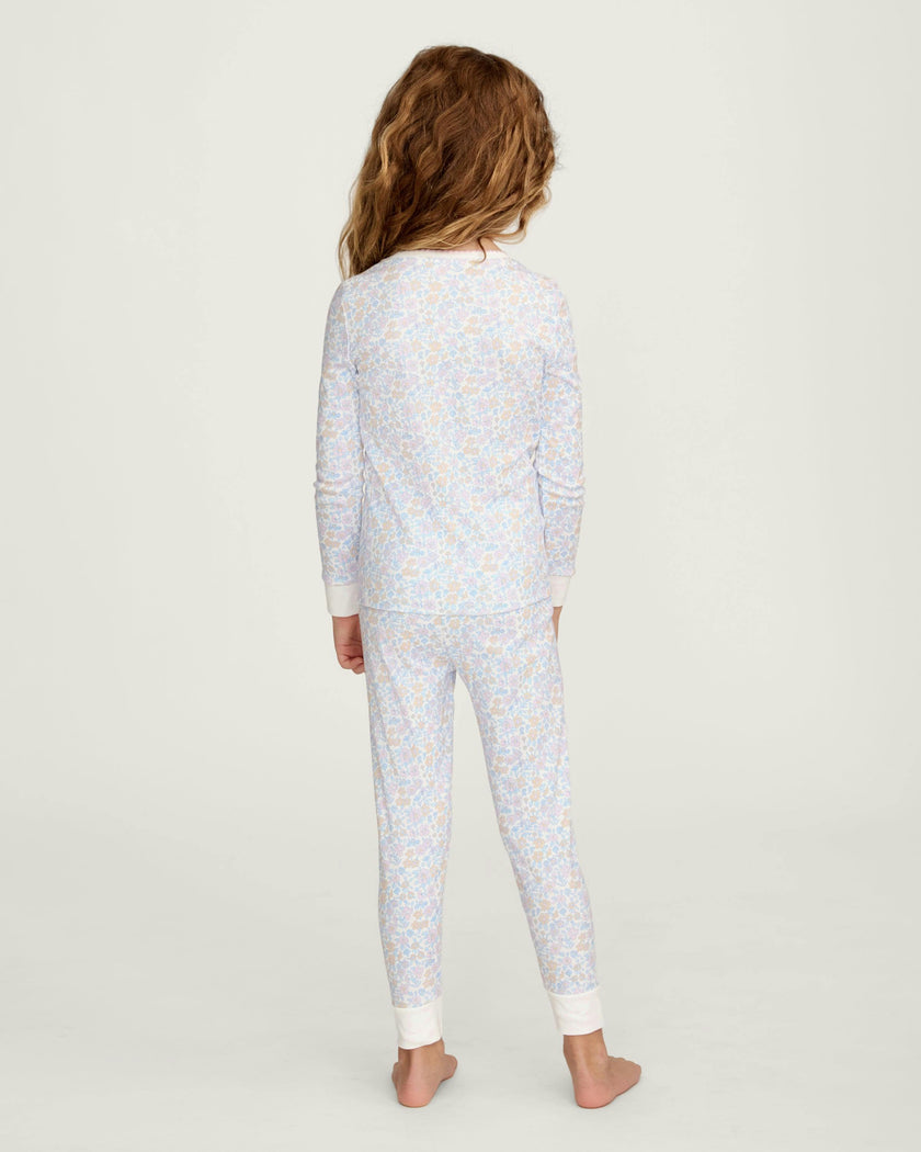 Kid's Pima Snug Fit Pajama Set in Fleur Blanche