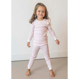 Pink Leaves Pima Long Pajama Set