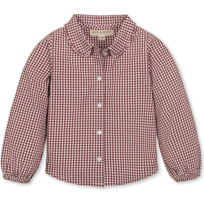 Organic Button Down Peter Pan Collar Top, Red