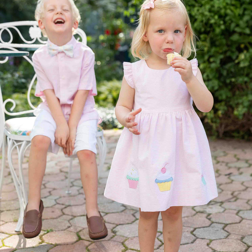 Seersucker Dress with Cupcakes
