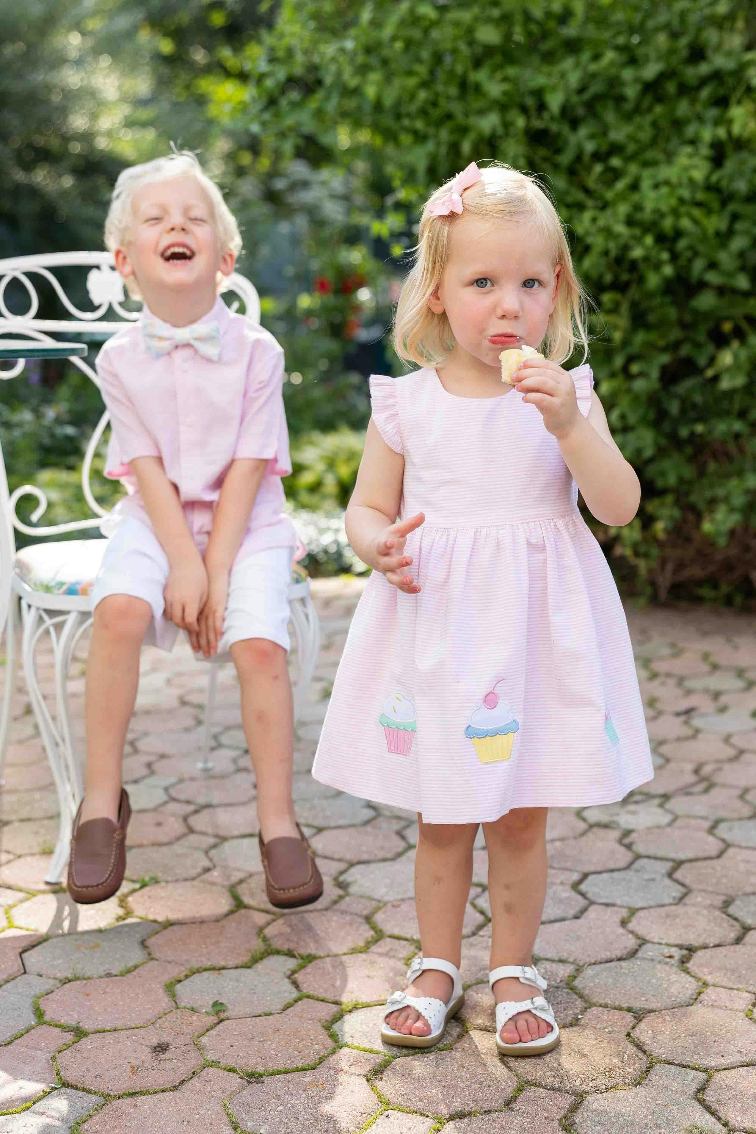 Seersucker Dress with Cupcakes