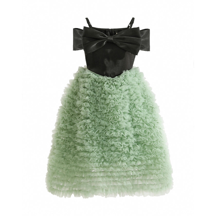 Black & Green Marcella Bow Dress