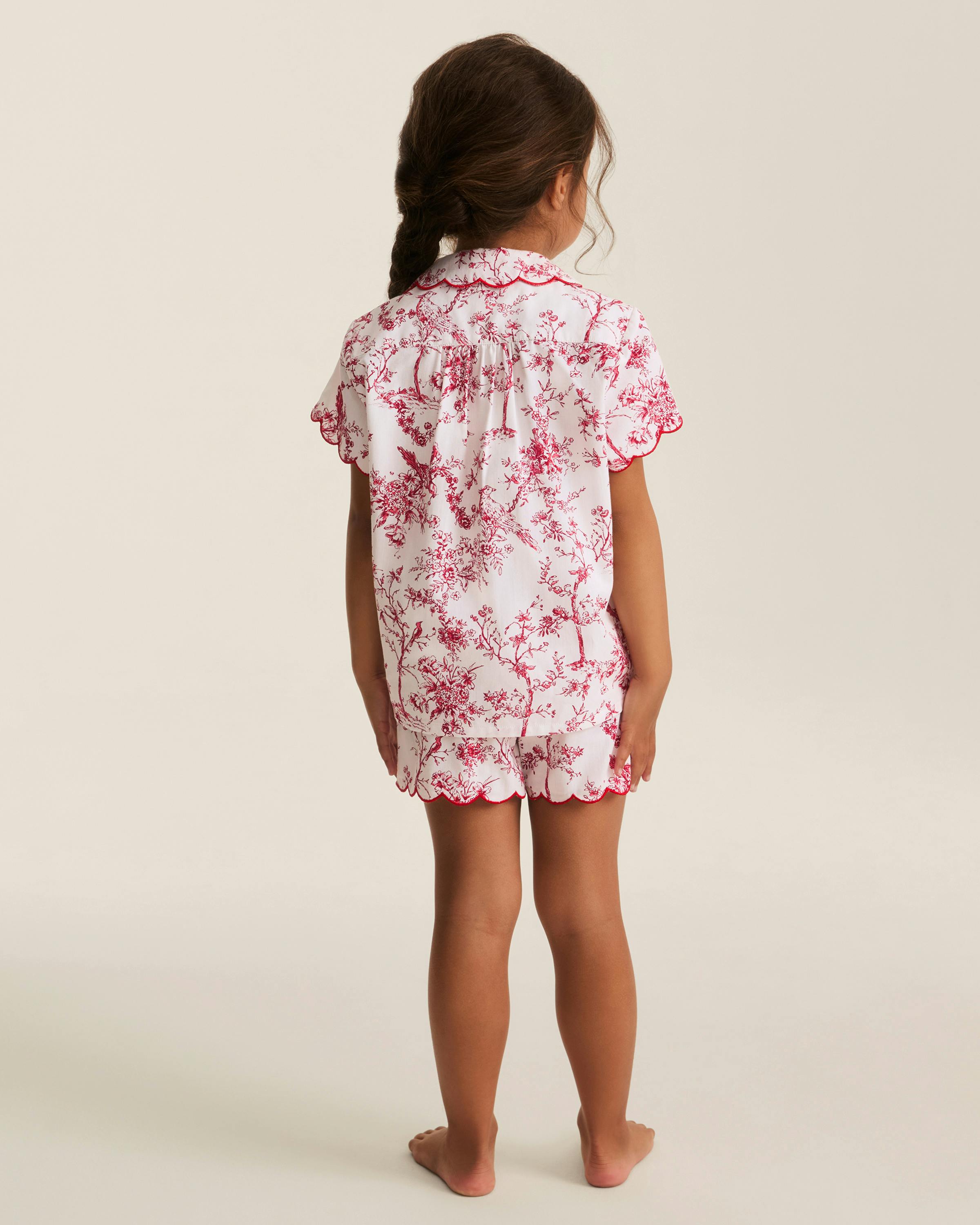 Kid's Twill Colette Short Set in Red Timeless Toile