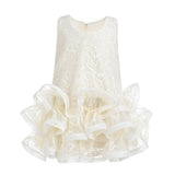 Cream Yelena Lace Ruffle Dress