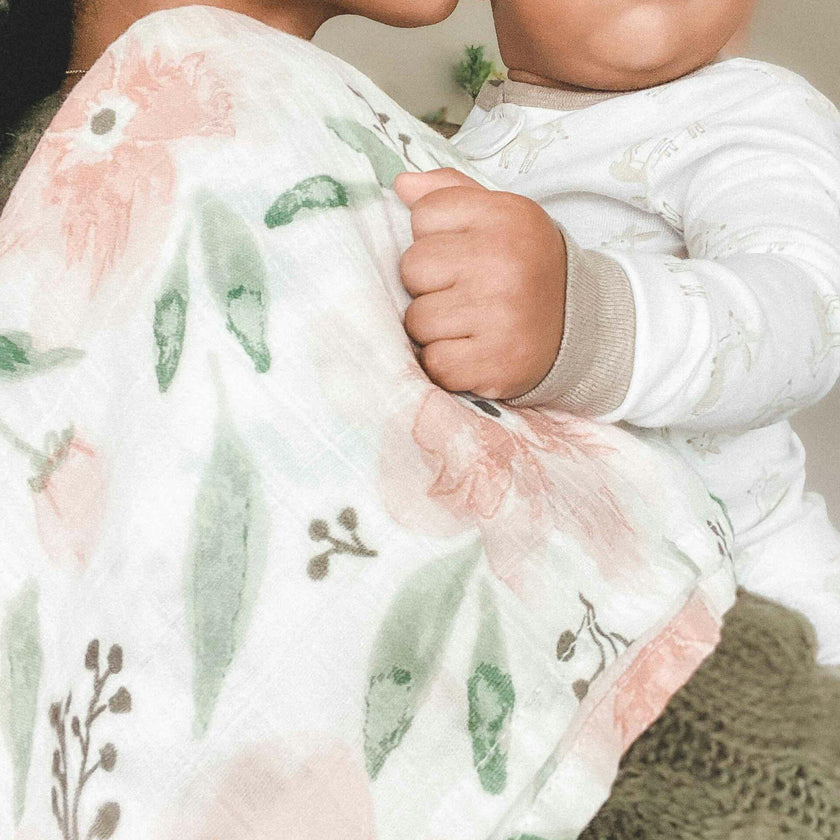 Parker Cotton Muslin Swaddle Blanket Set (Floral, Set of 2)