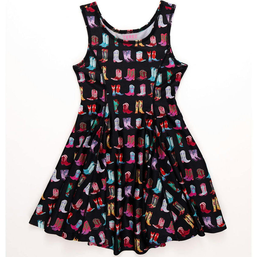 ladies skater dress Girls in Cowgirl Boots on Black Cowgirl Boots on Black / 4 flowy sundress that embodies __with:ACC1074_BROWN Color:Rosette Chiffon / Rosette Satin Forever 21 Women's Pink