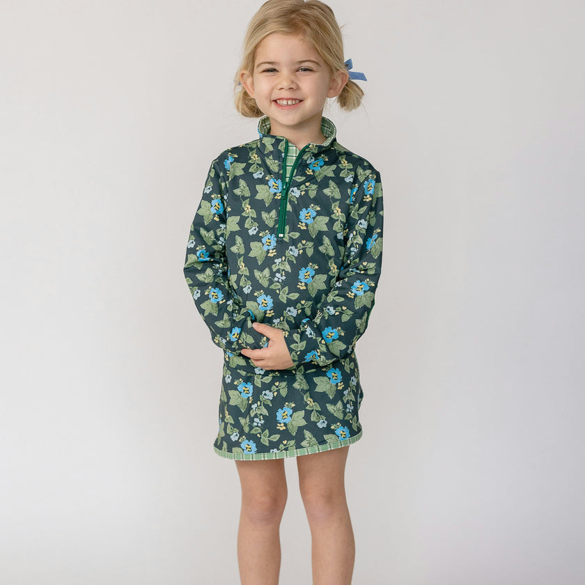 Kitt Set in Spring Mustard Flower In Navy/ Apple Check