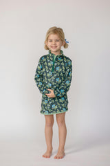 Kitt Set in Spring Mustard Flower In Navy/ Apple Check