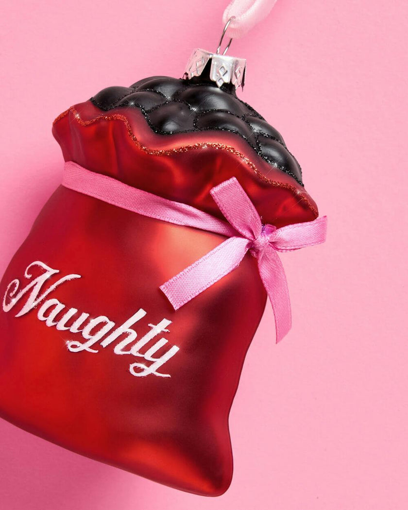 Naughty + Nice Ornament Set - glass ornament duo