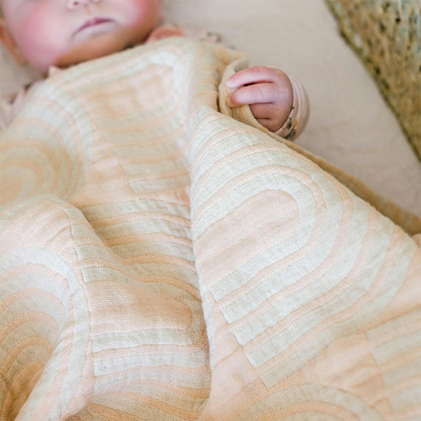 Cotton Jacquard Baby Blanket (Pink Rainbow)