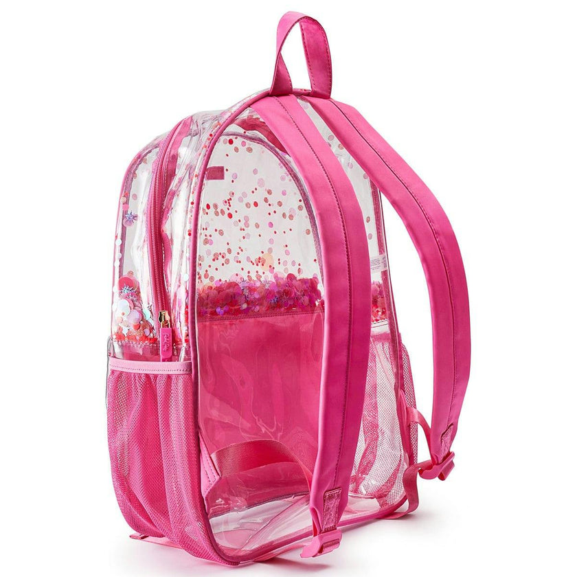Packed Party Sweet Tart Pink Confetti Backpack Women's Fashion Shoulder Clear Book Bag; Trendy Confetti Look for Work and Travel (Pink - Sweet Tart)